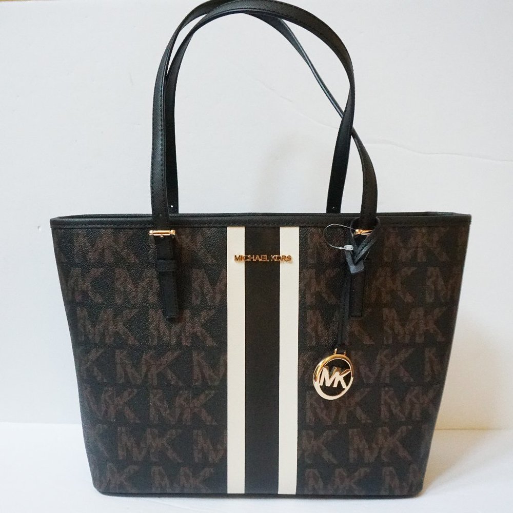 Michael Kors MD Carryall Tote MK Brown Black - Picture 11 of 12